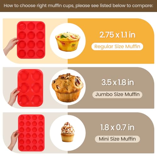 12 Cup Nonstick Silicone Muffin Pan for Baking Cupcakes & Egg Bites