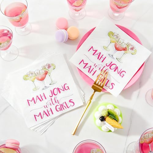 Gueevin 30 Pcs Mahjong Cocktail Napkins Funny Party Supplies, Paper, Vivid Print