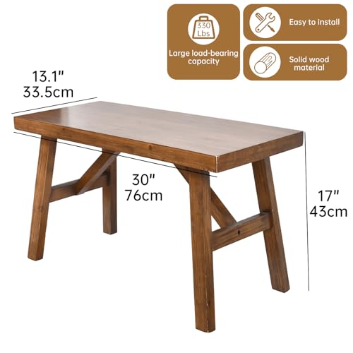 30-Inch Solid Wood Farmhouse Bench – Handcrafted Rustic Entryway Seating