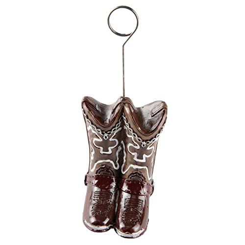 Western Cowboy Boots Photo and Balloon Holder for Rustic Party Decor