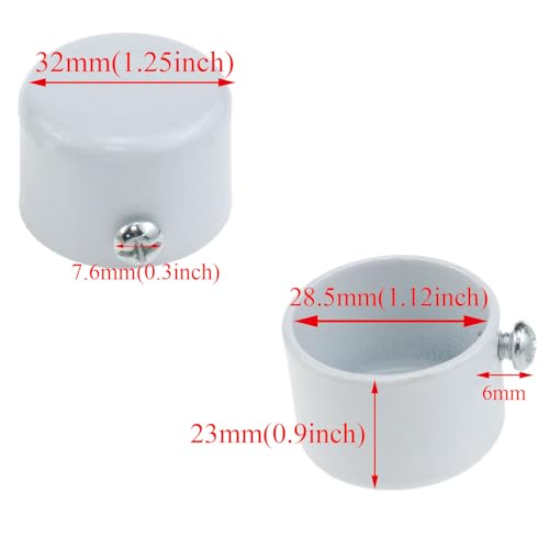 4 Pack Metal Curtain Rod End Caps, 1.1-Inch Diameter Pole Finials, White
