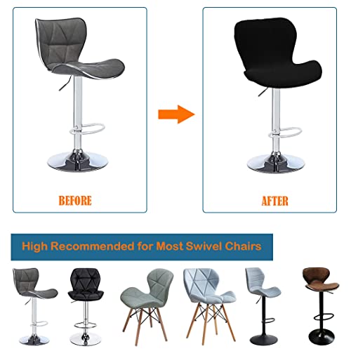 Set of 4 Stretchable Jacquard Bar Stool Covers - Black