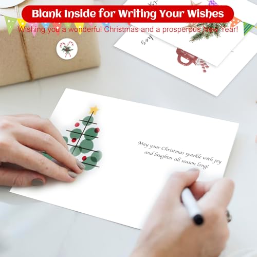 Thboxes Christmas Botanical Cards Set with Envelopes & Stickers – 20 Assorted Holiday Greeting Cards
