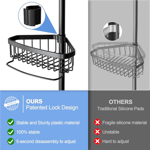 Adjustable Tension Pole Corner Shower Caddy 4-Tier Rustproof Organizer