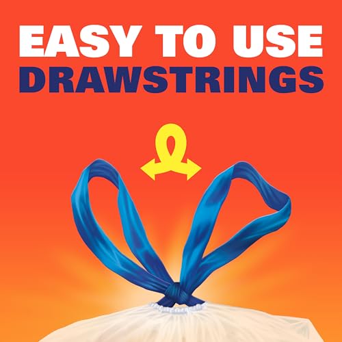 13 Gallon Tall Clear Kitchen Trash Bags with Drawstring, 60 Count