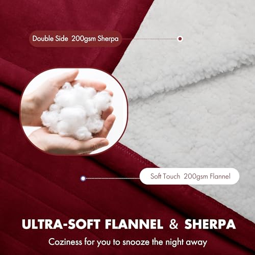 VELLUBAM Red Full-Size Electric Blanket with 6 Heat Levels & 10H Timer, 72" x 84"