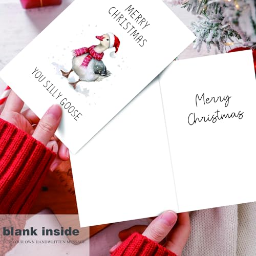 Funny Goose Christmas Card for Boyfriend Girlfriend — Variation #025, 8 x 5.3 inches, Blank Inside, RYYike
