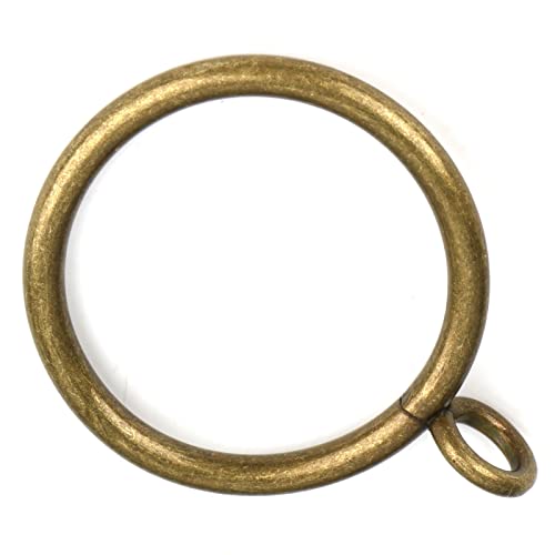 Antique Brass Curtain Rings with Eyelets - 1.5 Inch Heavy-Duty Metal - 30 Pack