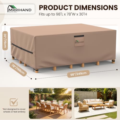 Heavy-Duty Outdoor Furniture Cover 98"L x 78"W x 30"H - Waterproof Weather Protection