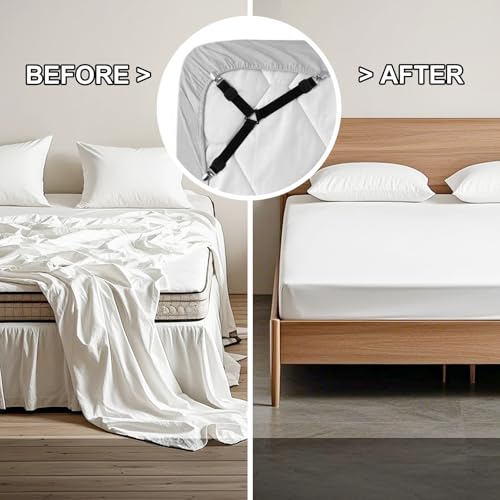 Adjustable Bed Sheet Straps - Heavy-Duty Sheet Holder Suspenders, 4-Pack