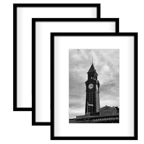 16x20 Picture Frame Set of 3 - Black Wall Gallery Frames with 11x14 Mat