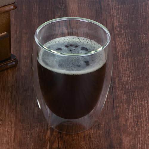 SCJHMY 12oz Double Walled Glass Coffee Mugs Set of 2 – Clear Insulated Latte & Espresso Cups