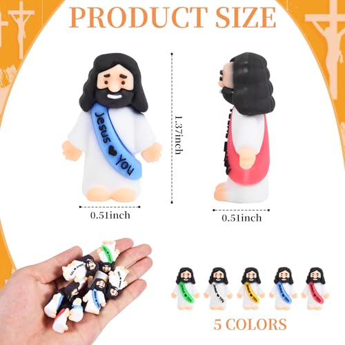 100 Mini Jesus Figurines, Tiny Rubber Religious Pocket Tokens in Bulk