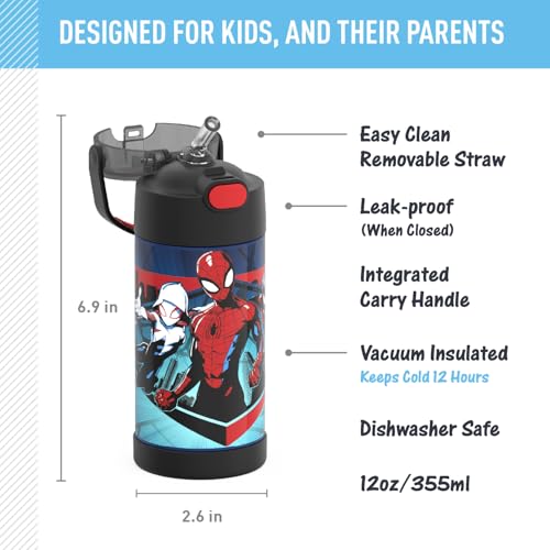 THERMOS FUNtainer 12oz Spider-Man Insulated Kids Water Bottle