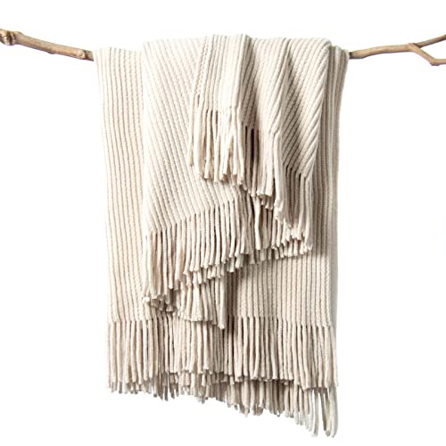 lifein Chenille Throw Blanket 50x60 - Soft Boho Knitted Blanket for Couch