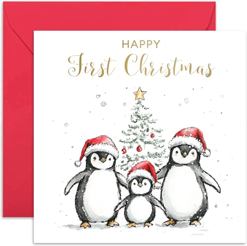 First Christmas Card for Family Baby's First Holiday Greetings Card - Polar Bear Artwork