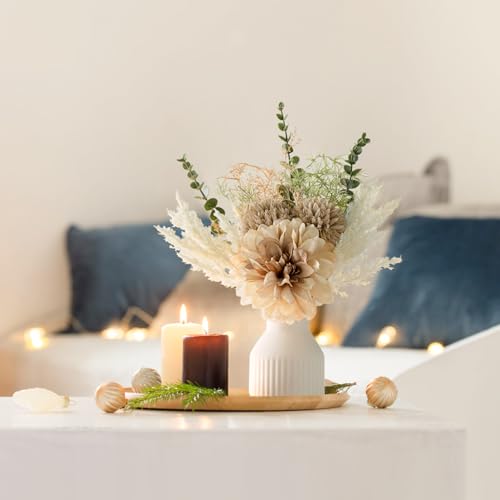 12.5" Faux Flower Arrangement in Ceramic Vase for Home Decor