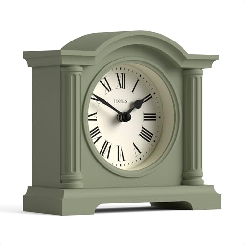 Sage Green Arched Mantel Clock - Classic Small Desk and Shelf Clock