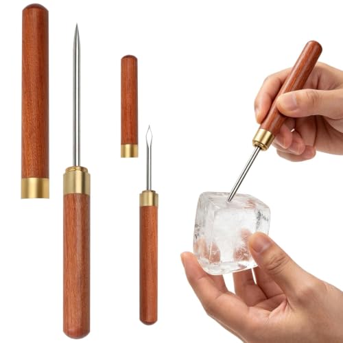 Stainless Steel Ice Pick Set with Wooden Handle & Cover – Bar & Kitchen Ice Breaker Tools