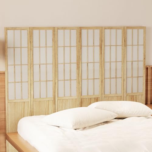 6-Panel Japanese Shoji Wood Room Divider Folding Privacy Screen 67-Inch