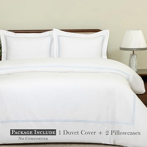 100% Cotton Sateen Embroidered Duvet Cover Set with 2 Pillow Shams