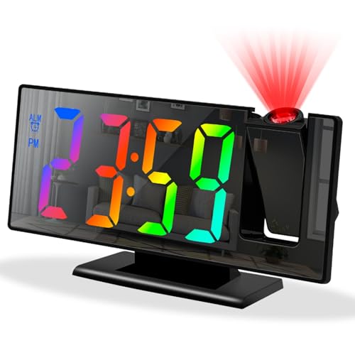 Digital Projection Alarm Clock with 180° Rotating Ceiling Display