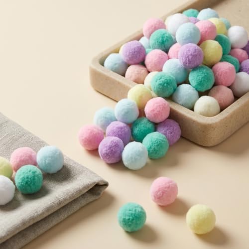 50 Pcs 2 Inch Fuzzy Macaron Pom Poms for DIY Crafts and Decorations