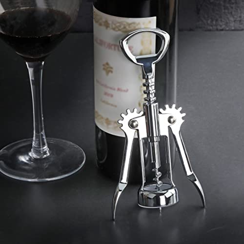 7-Inch Zinc Alloy Wing Corkscrew with Bottle Opener - Durable Barware Tool