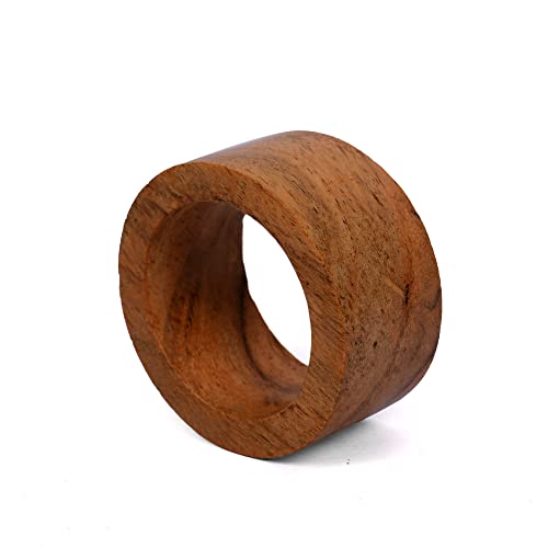 Handmade Acacia Wood Napkin Rings, Set of 12 for Dining Table Decor