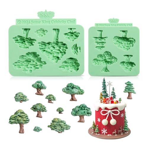 Kalain 2 Pieces Christmas Tree Fondant Molds – Silicone Cake Decorating Set