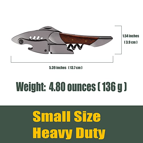SIVERMISE Shark Shaped Waiter's Corkscrew with Rosewood Handle - Heavy Duty Wine Opener