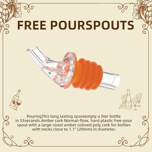 Orange Dozen Pour Spout Bottle Speed Pourers for 750ml-1.75L Liquor Bottles - Quzzil