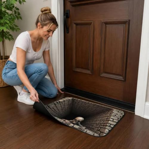 3D Halloween Ghost Skeleton Rug - Non-Slip Entryway Floor Mat 50x80cm