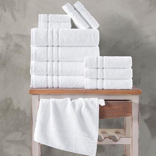 Hawmam Linen 100% Turkish Cotton Bath Towels - 4 Pack, White (27 x 54 In)