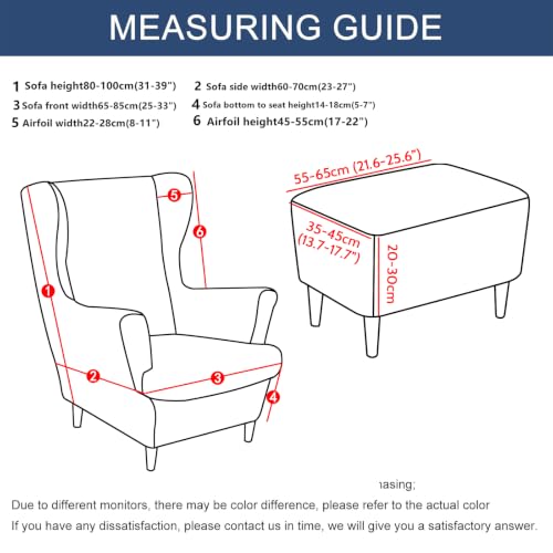 Stretch Wing Chair Cover Set with Ottoman - 3 Piece Slipcover