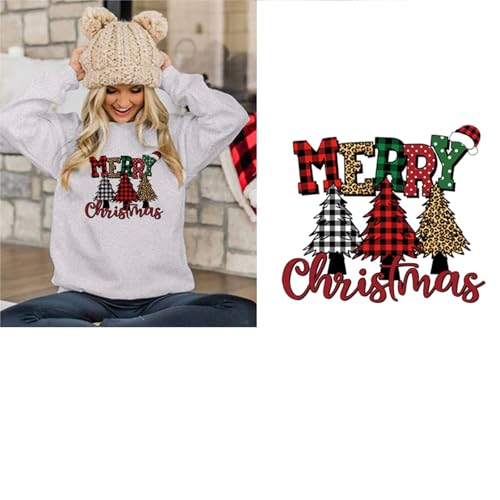 Adonisaon Christmas Heat Transfer Stickers - 7 Sheets Xmas Iron-on Decals for DIY Clothing & Holiday Crafts