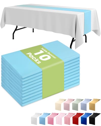 Pureegg Blue Disposable Plastic Table Runner 14x108 Inch - 10 Pack Party Decor