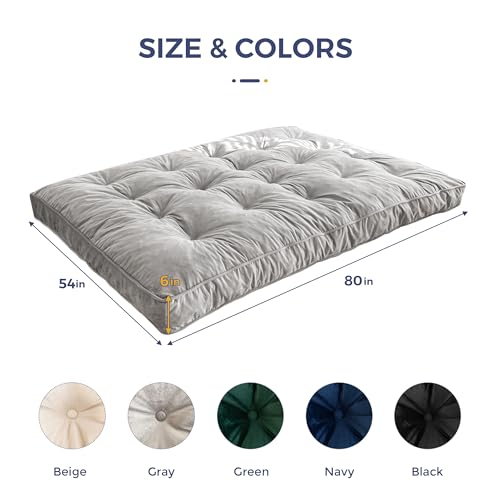 6-Inch Thick Full Size Futon Mattress, Tufted Floor Bed for Adults