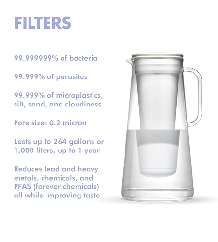 10-Cup Water Filter Pitcher - BPA-Free Purifier for Bacteria & Lead