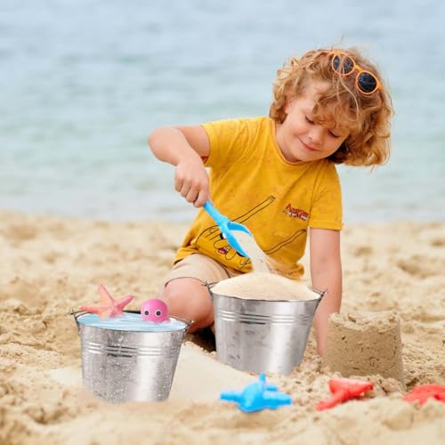 Galvanized Metal Buckets with Handles, 8-Pack - Rustic Mini Pails for Plants