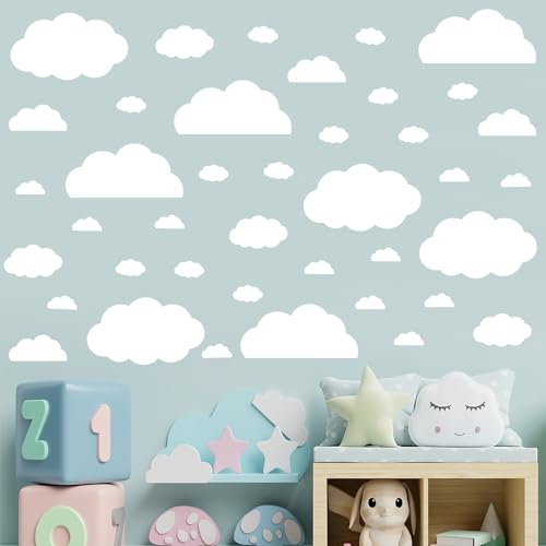 Cloud Wall Decals - 40 Pcs Peel and Stick Removable Wall Stickers for Nursery