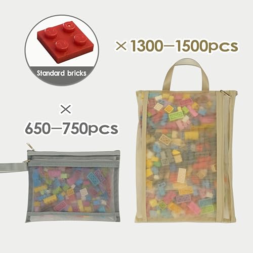 10-Pack A4 Double-Layer Mesh Zipper Pouches with Handles for Toy Storage