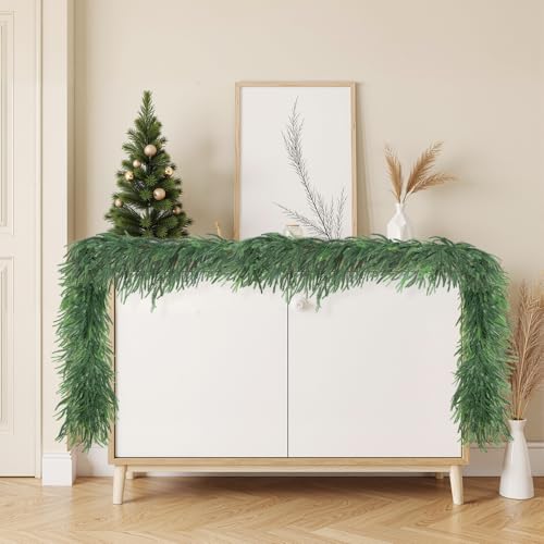 Ruidazon 15FT Artificial Norfolk Pine Garland Green - Real Touch Holiday Decor