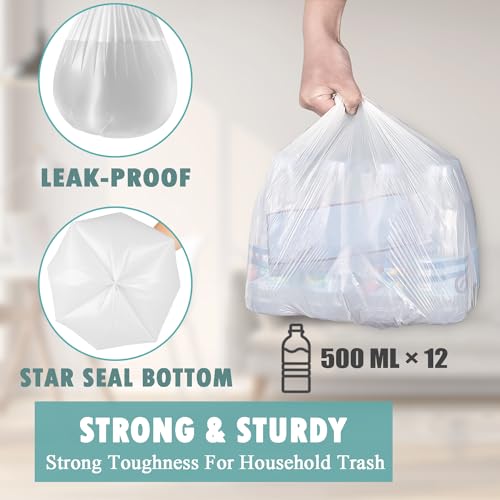 Small Trash Bags 4 Gallon - 105 Count Unscented White Garbage Liners