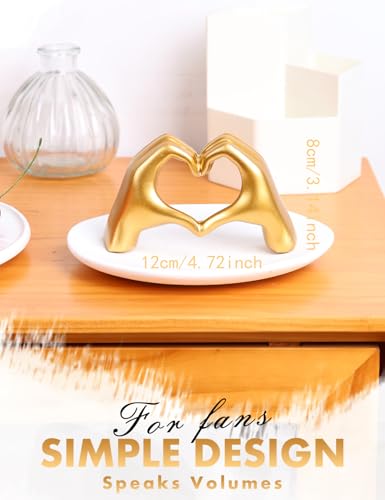 Gold Heart Hands Sculpture Modern Aesthetic Shelf Decor for Home