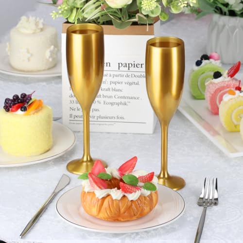XUWAIDSGN Gold 24-count 5.4 oz Unbreakable Acrylic Champagne Flutes – Mimosa / Toasting Glasses