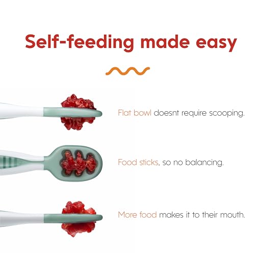 Silicone Baby Self Feeding Spoons 6-Pack Rainbow Pre-Spoon Utensils