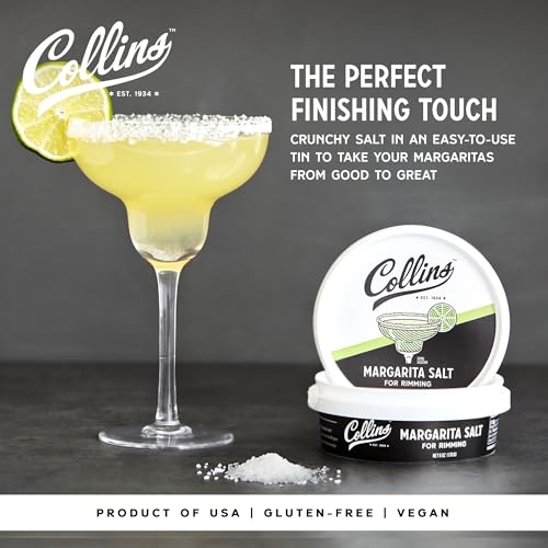 Collins Margarita Salt Rimmer for Cocktails - 6oz White Rim Salt for Margaritas & Shots - Perfect for Tequila & Mezcal Drinks - Margarita Salt Variant