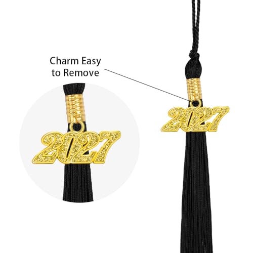 2027 Graduation Cap Tassel with Gold Year Charm, Premium Polyester Tassel