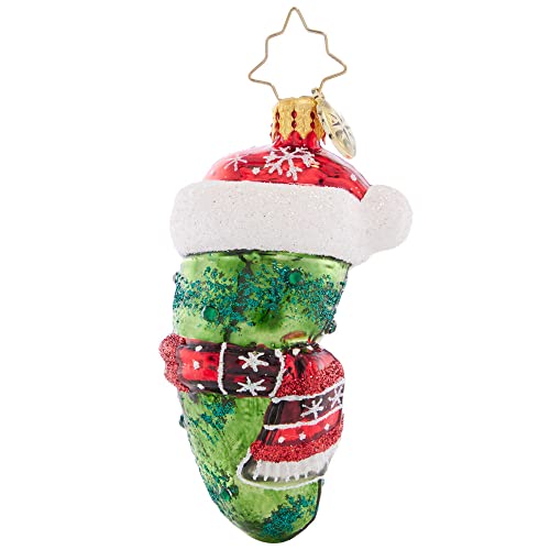 Christopher Radko Hand-Crafted European Glass Christmas Tree Ornament - Chilly Christmas Pickle Gem